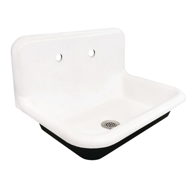 Kingston Brass KGCLWS302019 Towne 30" Wall Mounted Single Basin Cast - White / Brushed Nickel