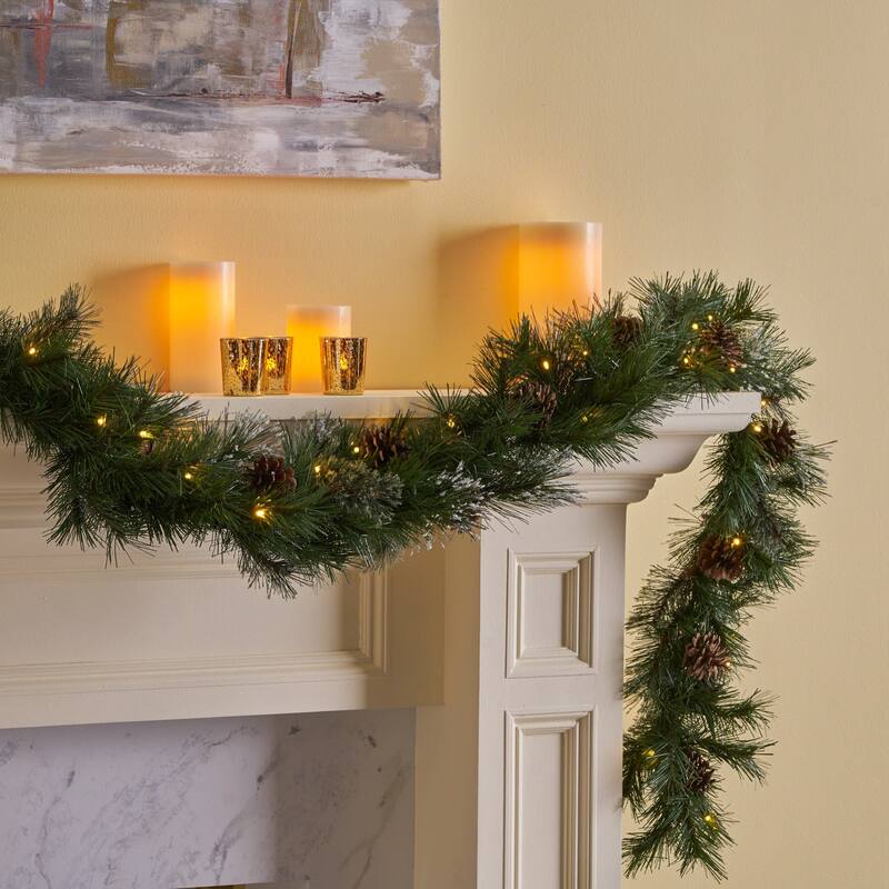 9-foot Faux Cashmere Pine Pre-lit Artificial Christmas Garland (Set of 2) by Christopher Knight Home