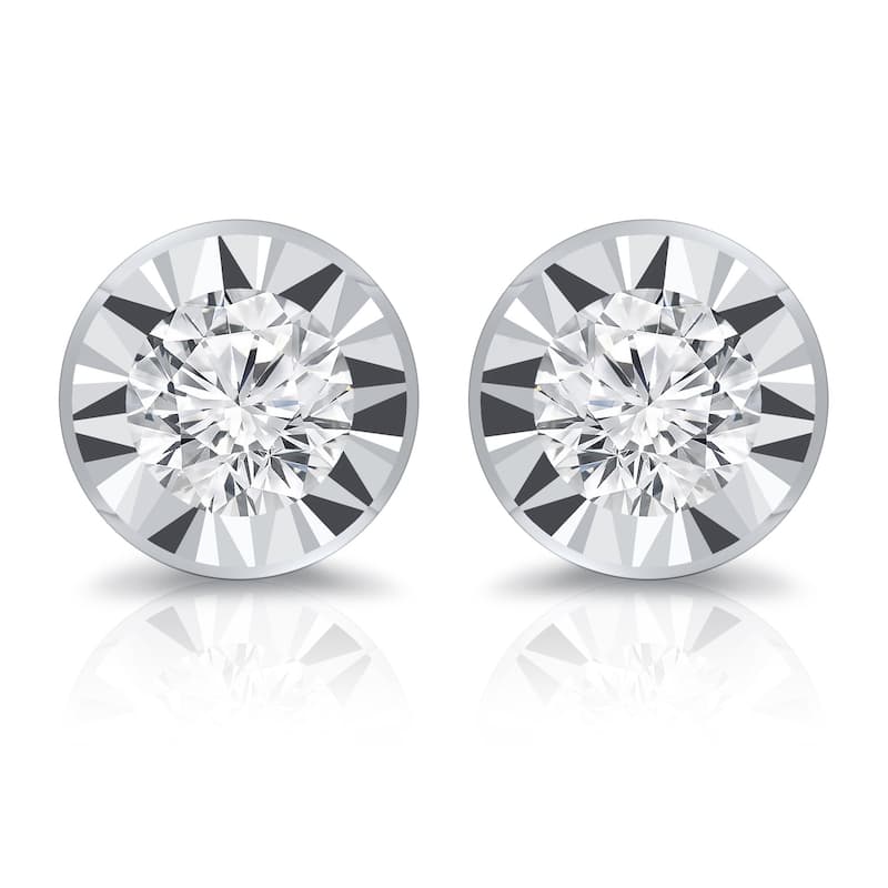 Auriya 3/8ctw Bezel-set Diamond Stud Earrings 14k Gold (G-H, I1-I2)