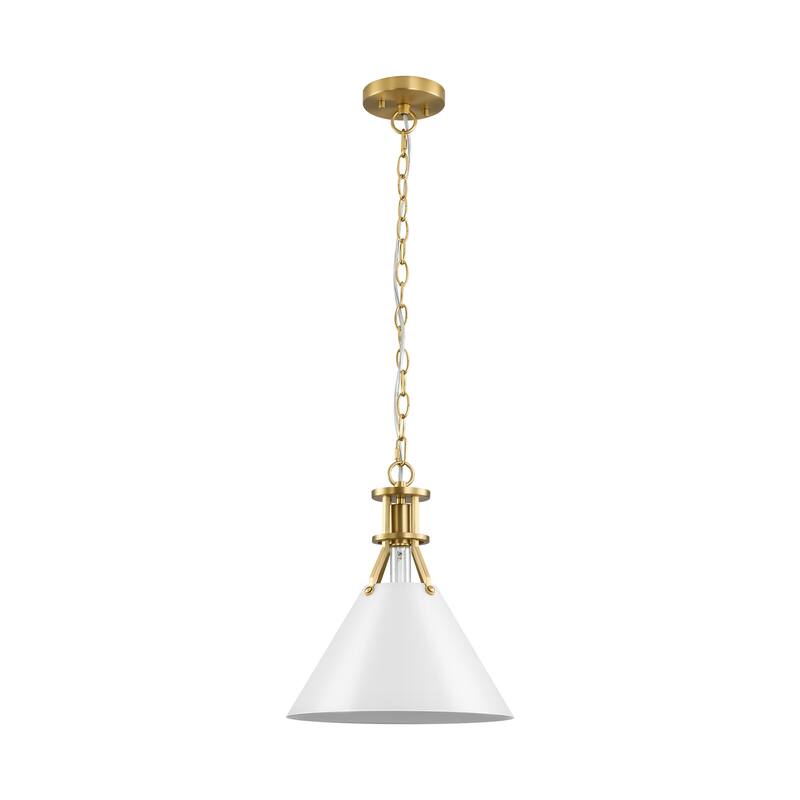 1-Light Modern Industrial Brushed Gold Cone Adjustable Pendant Light for Kitchen Island