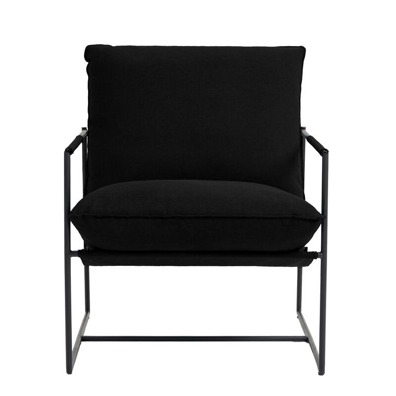 Modern Metal Frame Upholstered Sling Accent Armchair