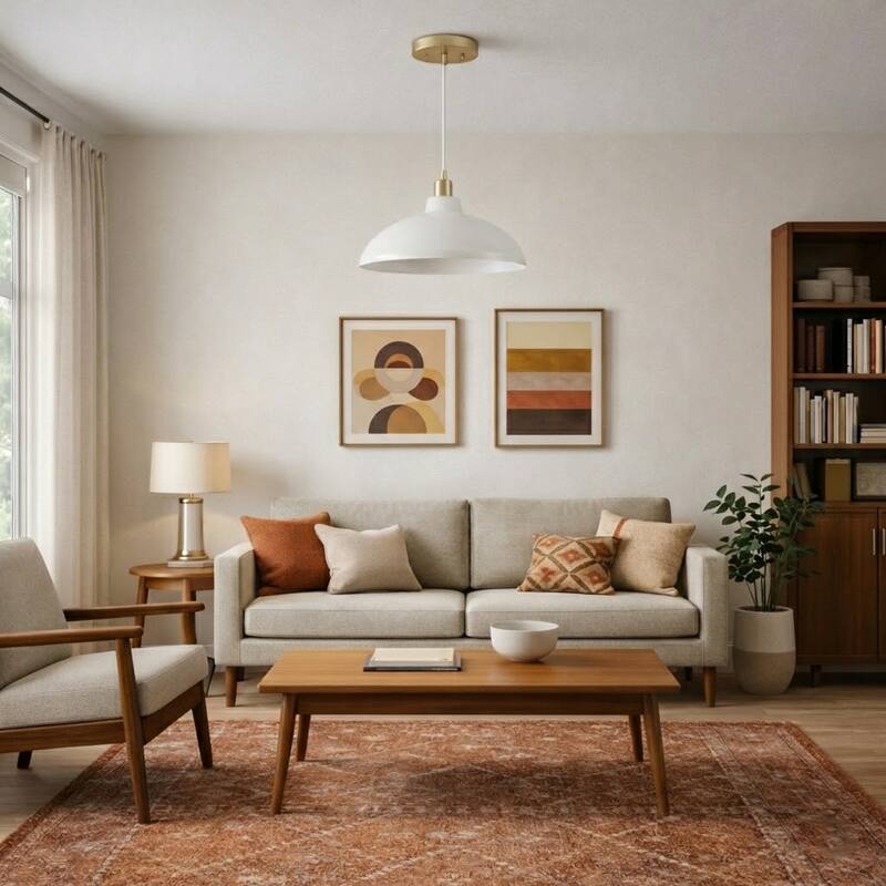 Sockras Single Dome Pendant Lamp with Gold Brass Accents