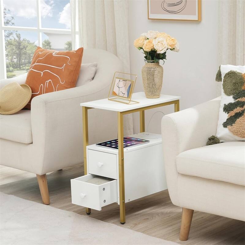 End Table with Charging Station - 11.8"D x 18.9"W x 24"H