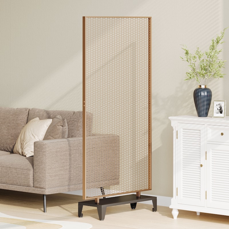 Edson 5' Tall Iron Mesh Room Divider by Christopher Knight Home - Rose Gold Brushed Brown, Black
