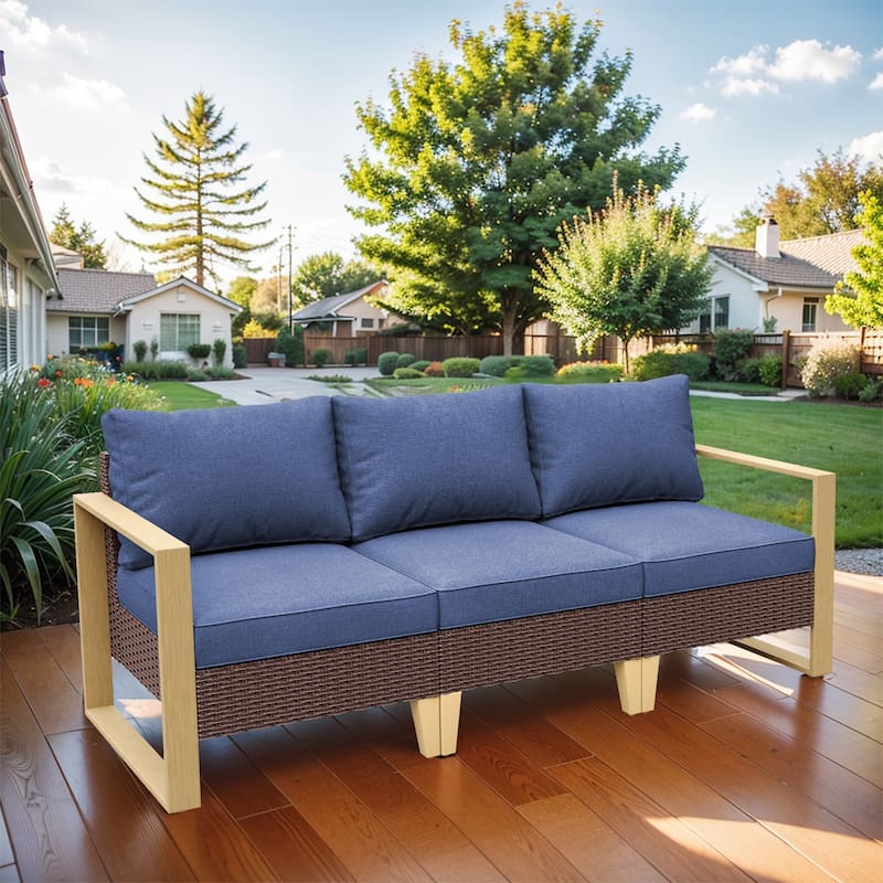 Pocassy Patio Sofa Outdoor Funiture - Blue - Brown