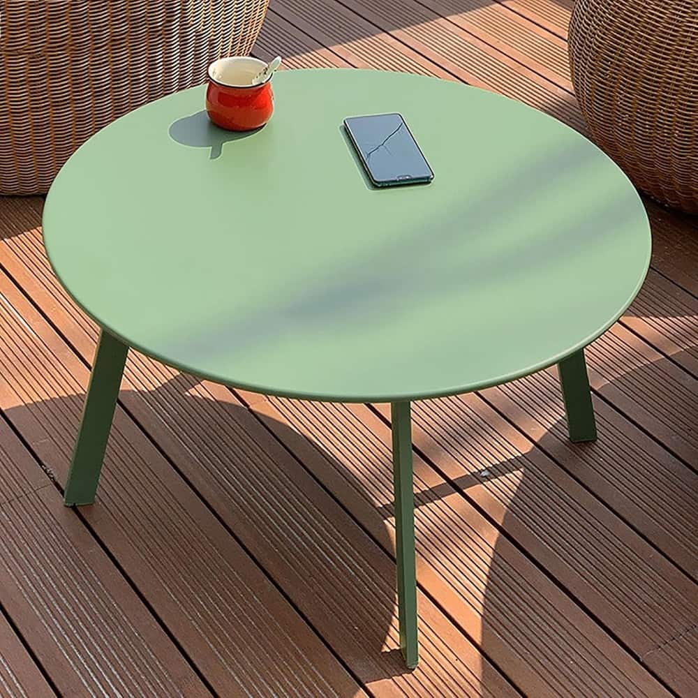 Patio Side Tables for Outside, Small End Table Accent Table Metal Round for Deck Garden Porch Balcony Yard Lawn