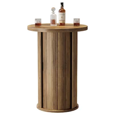 35.4" Rustic Round High Top Pub Bistro Wood Cocktail Bar Table