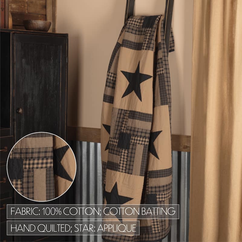 Black Check Star Quilted Throw 60x50