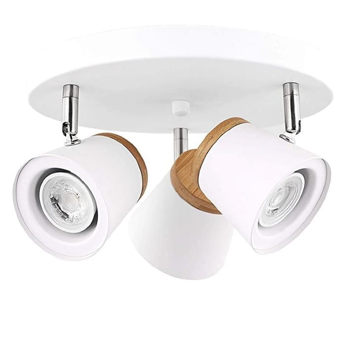 3 Light Ceiling Spotlight Metal Directional Ceiling Light White Track Lighting White CL 843