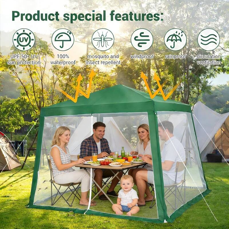 10X10 Ft Instant Pop Up Canopy Tent, Portable Picnic Shade for Outdoor Parties, Camping, Events - N/A