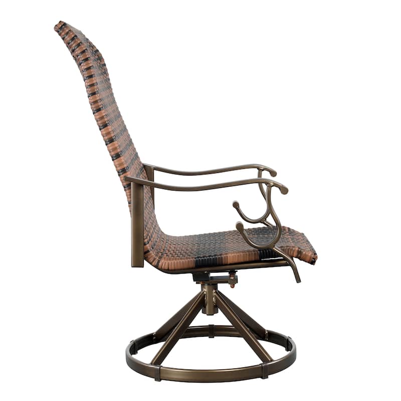 Set of 2 Westin Swivel Rocking Wicker Patio Dining Chairs- Brown