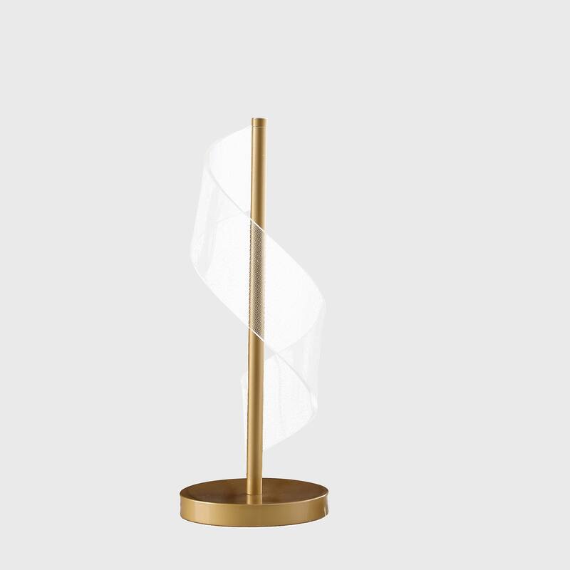 Modern Table Lamp - Gold Wave Design - Bedroom Living Room Desk Lamp - 18.75 Inch