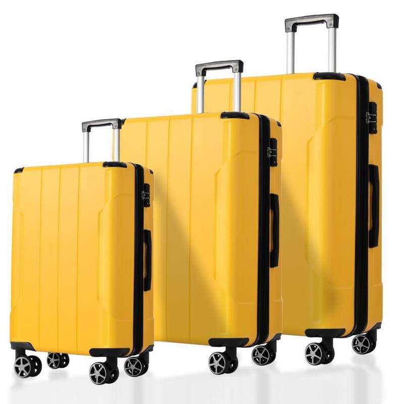 3PCS Expandable Hard Shell Luggage Sets - Yellow