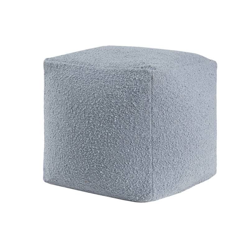 HomeRoots 18" Blue Boucle Pouf Ottoman