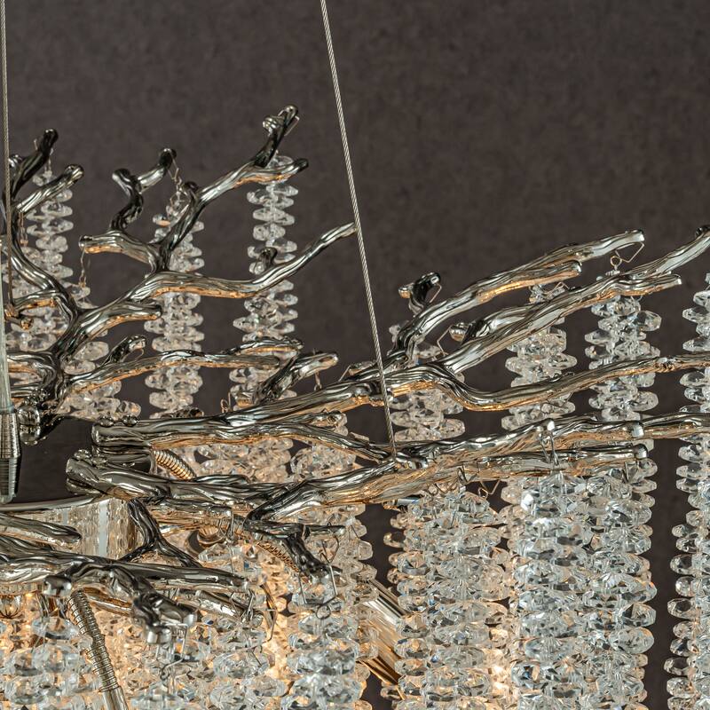 CraftHome Modern Glam Crystal Chandelier Branch Style Pendant Ceiling Light for Dining Room Bedroom Living Room Entryway