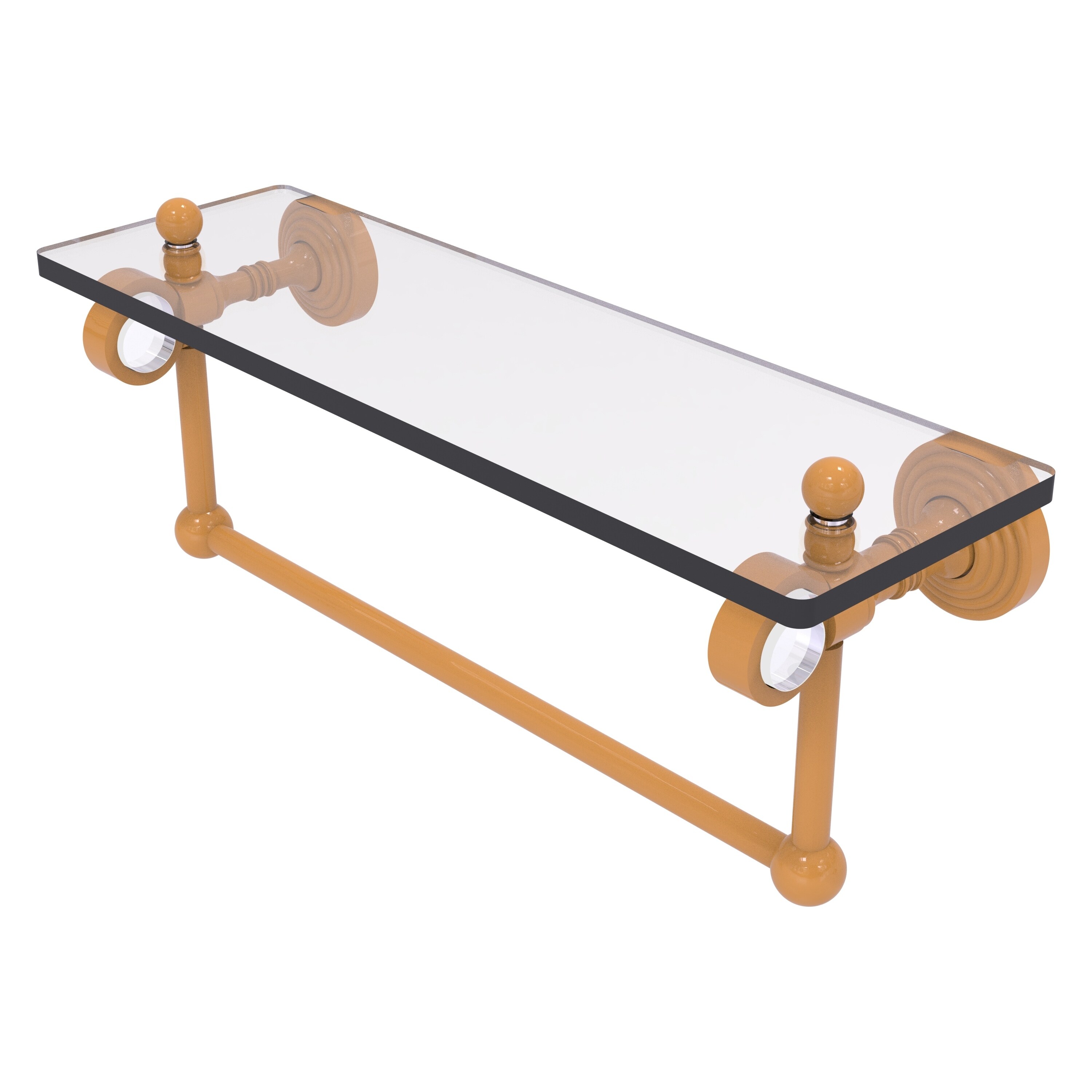 Allied Brass Pacific Grove Collection 16 Inch Glass Shelf with Towel Bar