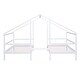 preview thumbnail 6 of 20, Double Twin Size Triangular House Kids Beds Frame with Built-in Table for Shared Space, Solid Pine Construction, White