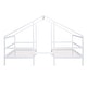 preview thumbnail 6 of 9, House-Design Double Twin Size Wooden Platform Beds with Built-in Bed Table