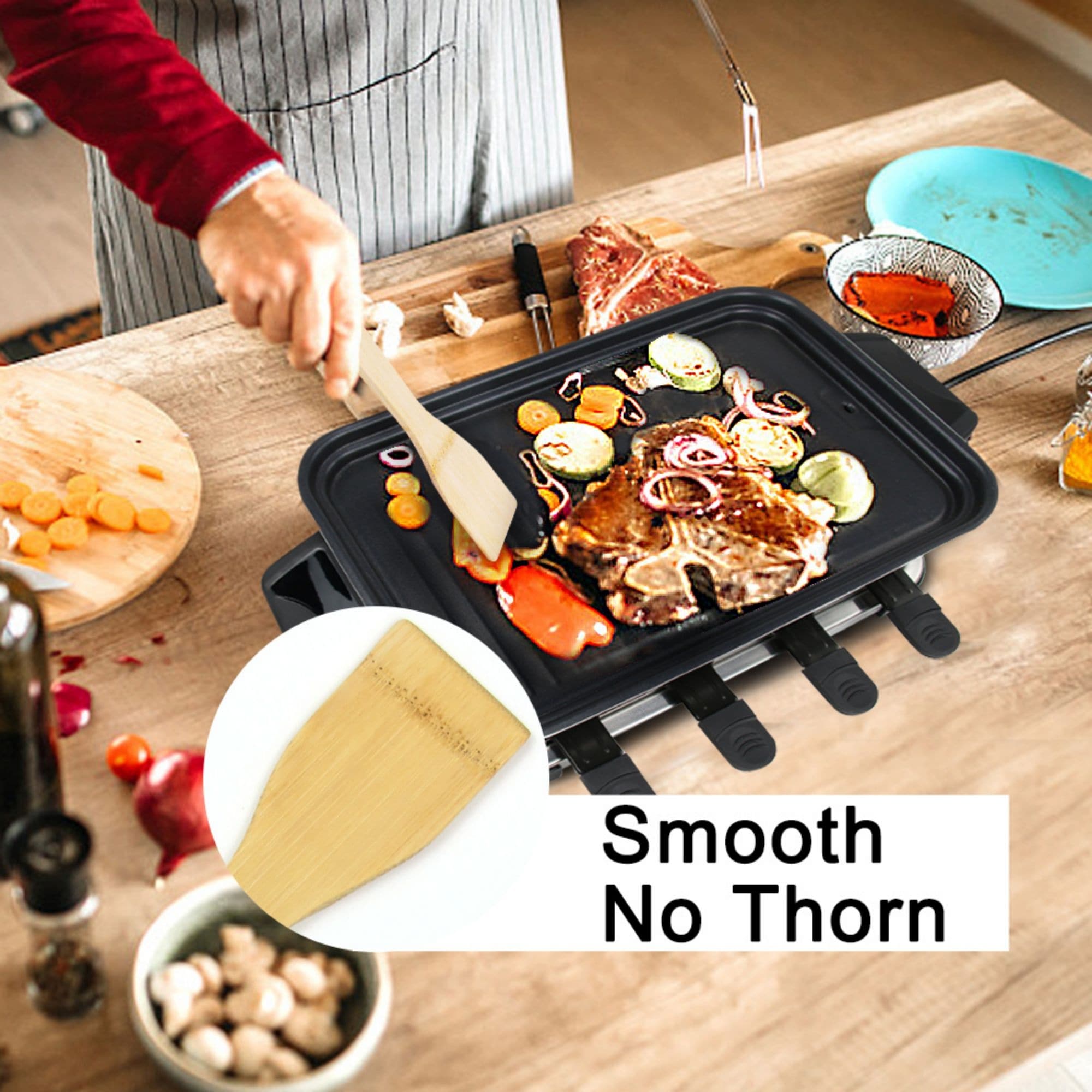 8-person Raclette Grill with 8 Mini Baking Trays Raclette