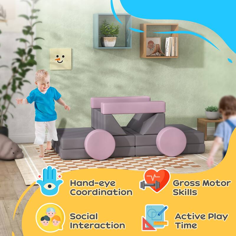 12 Piece Toddler Soft Foam Play Blocks Set for Creative Building Cars Castles Educational Cushions