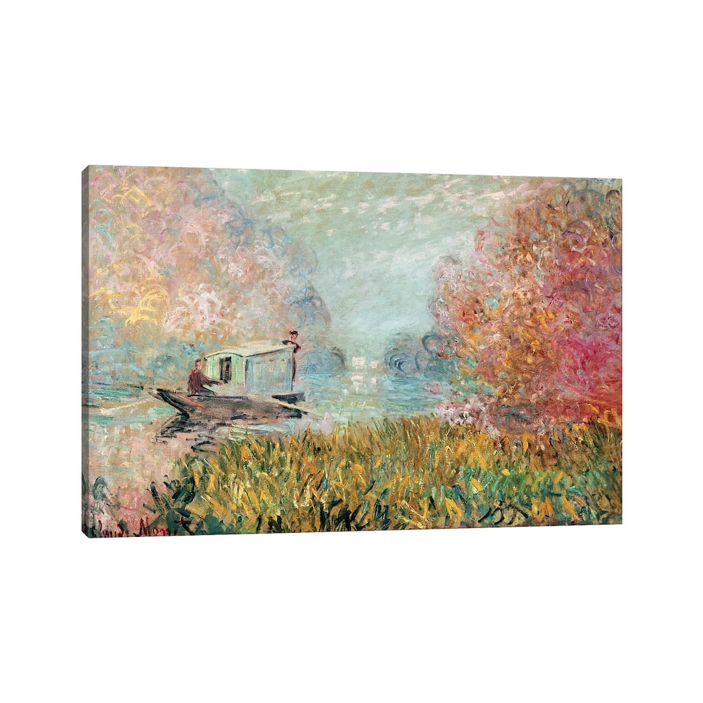 iCanvas "The Boat Studio on the Seine, 1875 " by Claude Monet Canvas Print