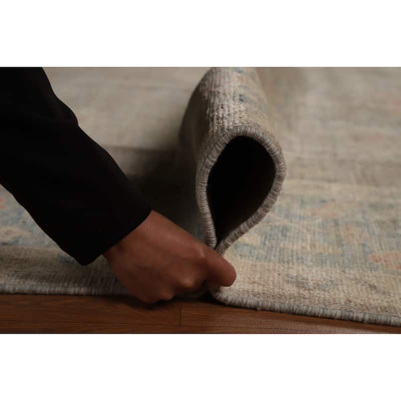 Hand Knotted Oriental 100% Wool Carpet Transitional All-Over Greys & Charcoal Oushak Area Rug - 9' 11'' X 7' 10''