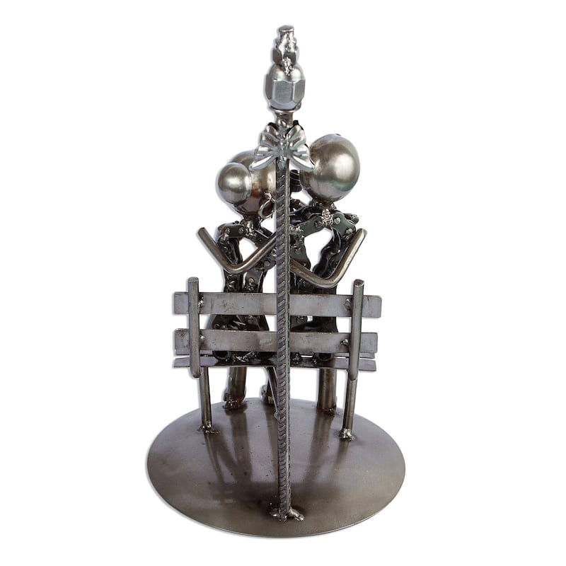 NOVICA Recycled auto parts sculpture, 'Rustic Lovers'