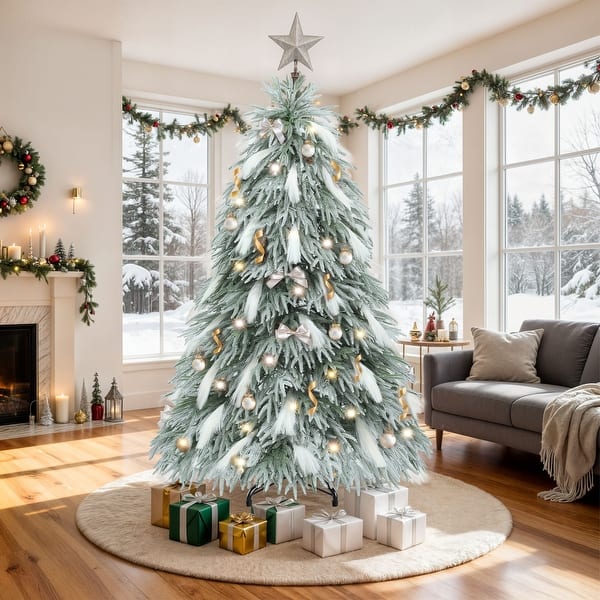 slide 2 of 6, 6.5ft Pre-Lit Artificial Spruce Christmas Tree Green