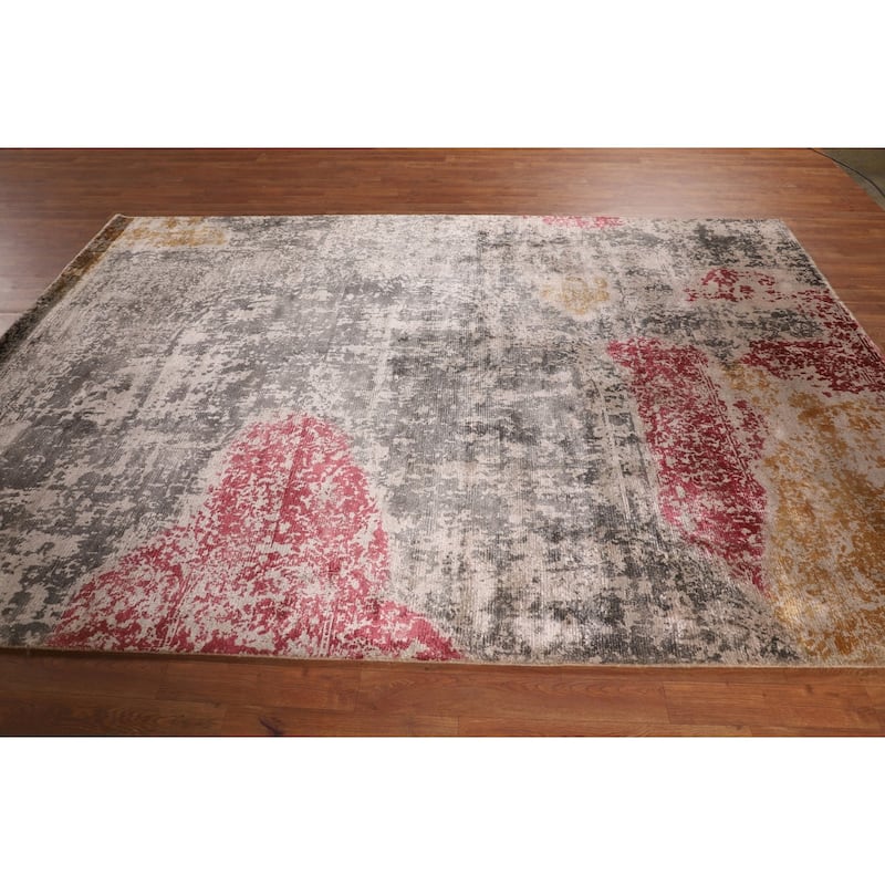 Multicolor Abstract Modern Area Rug Handmade Wool Carpet - 6'7" X 9'7"