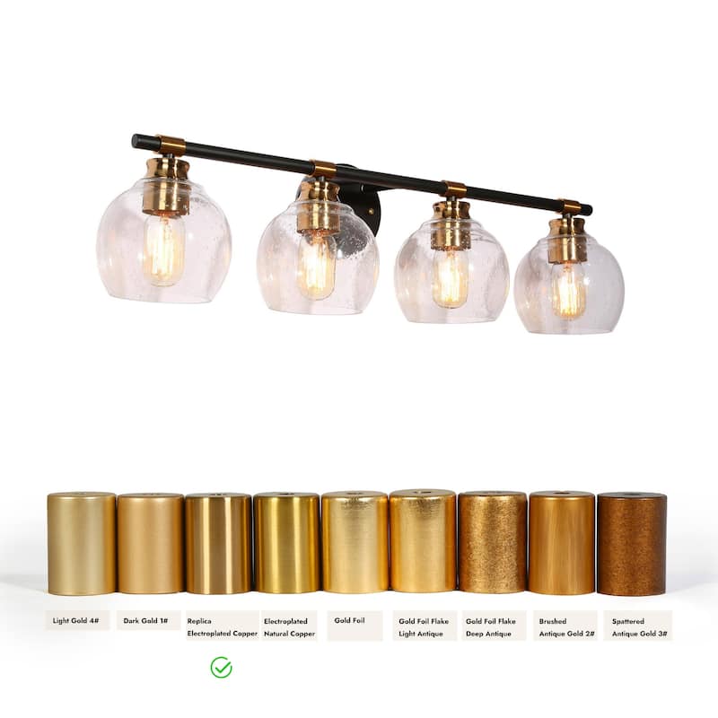 Iain Modern Black 3/4-Light Bathroom Vanity Lights Globe Seeded Glass Dimmable Wall Sconces