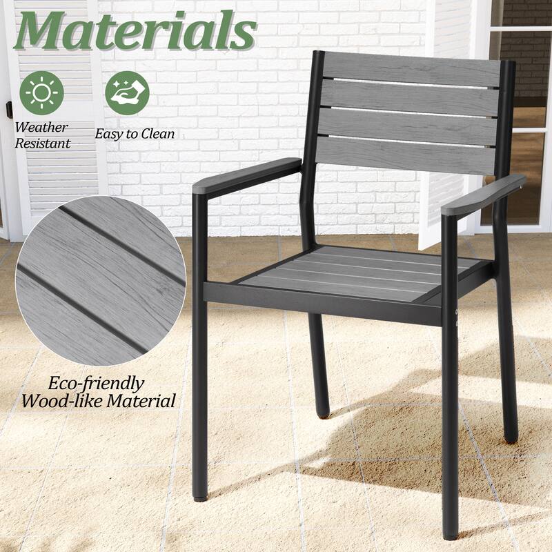 Pellebant 7/9PC Outdoor Rectangle Aluminum Dining Table with Stackable Chairs