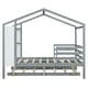 preview thumbnail 39 of 41, Full Size Wood House Bed with Roof & Fence, Multifunction Daybed Frame w/ Writing Board & Trundle for Kids Teens Girls/Boys