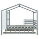 preview thumbnail 10 of 13, Gray Full Size Solid Wood House Bed with Trundle, Fence and Writing Board for Kids, Boys and Girls, Bedroom
