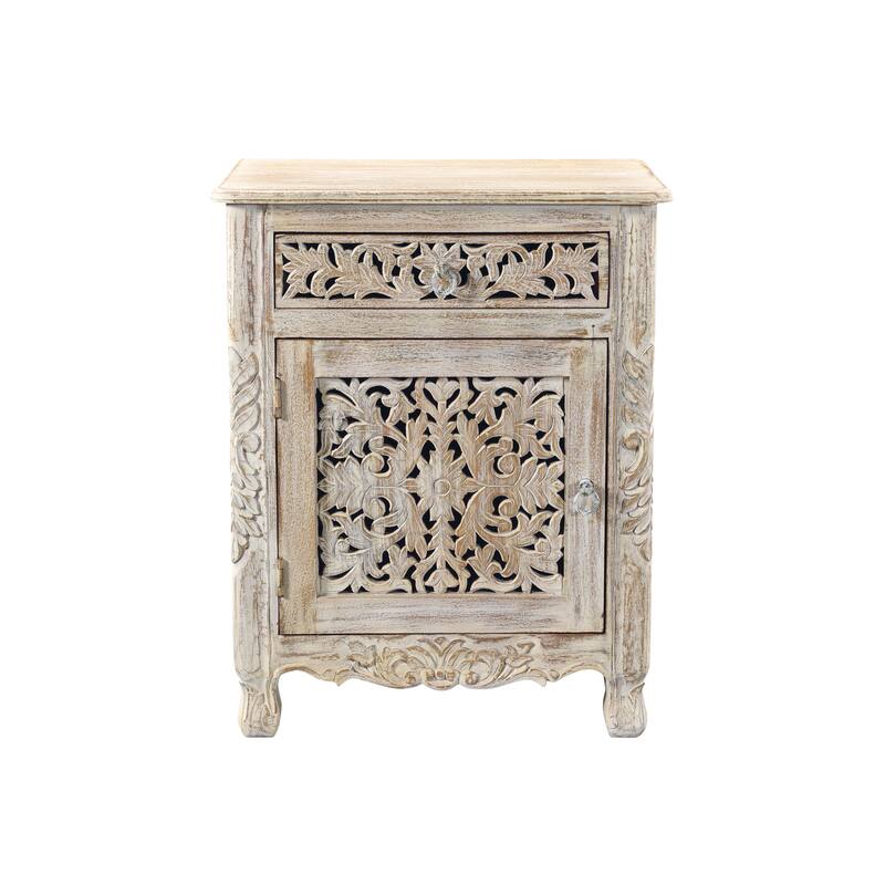 Florence 1-Drawer 1-Door Carved Nightstand