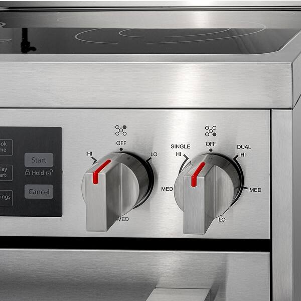 dimension image slide 1 of 3, Cosmo 30 in 5 cu. ft. Single Oven Electric Range with Convection Oven
