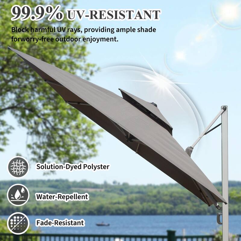Aluminum Patio Umbrella - 360° Rotation, Hydraulic Lift