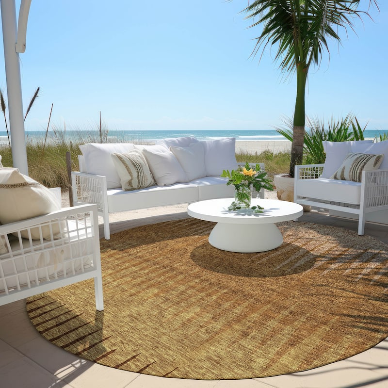 Machine Washable Indoor/ Outdoor Chantille Ombre Contemporary Rug - Paprika - 8' x 8'