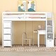 preview thumbnail 4 of 18, Twin size Loft Bed with Storage Drawers ,Desk and Stairs, Wooden Loft Bed with Shelves, No box spring required- White