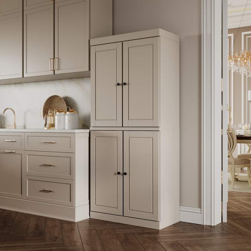 Palace Imports 100% Solid Wood Pantry Cabinet, Raised Panel Doors, Adjustable Shelves, 32" Wide, 71.5" Tall - 32" x 71.5" - Beige