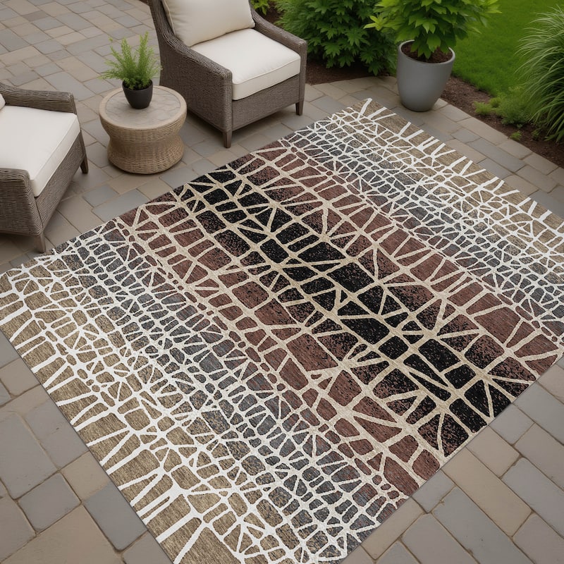 Machine Washable Indoor/ Outdoor Boho Global Chantille Rug