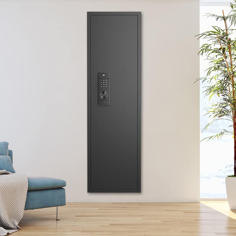 53" Password Touch Panel In-Wall Safe, Hidden Wall Gun Safe for Rifles with Adjustable Shelves