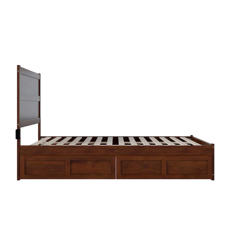 NoHo Queen Bed with Footboard and 2 Drawers in Walnut