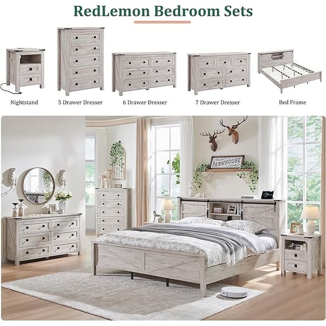 Rustic 7 Drawers Dresser, Wood Chest of Drawers, Dressers Organizer