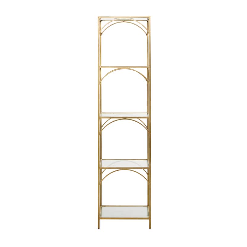 Metal 5 Shelf Shelving Unit - Gold - Roche River Decor - 14"Wx14"Lx56"H