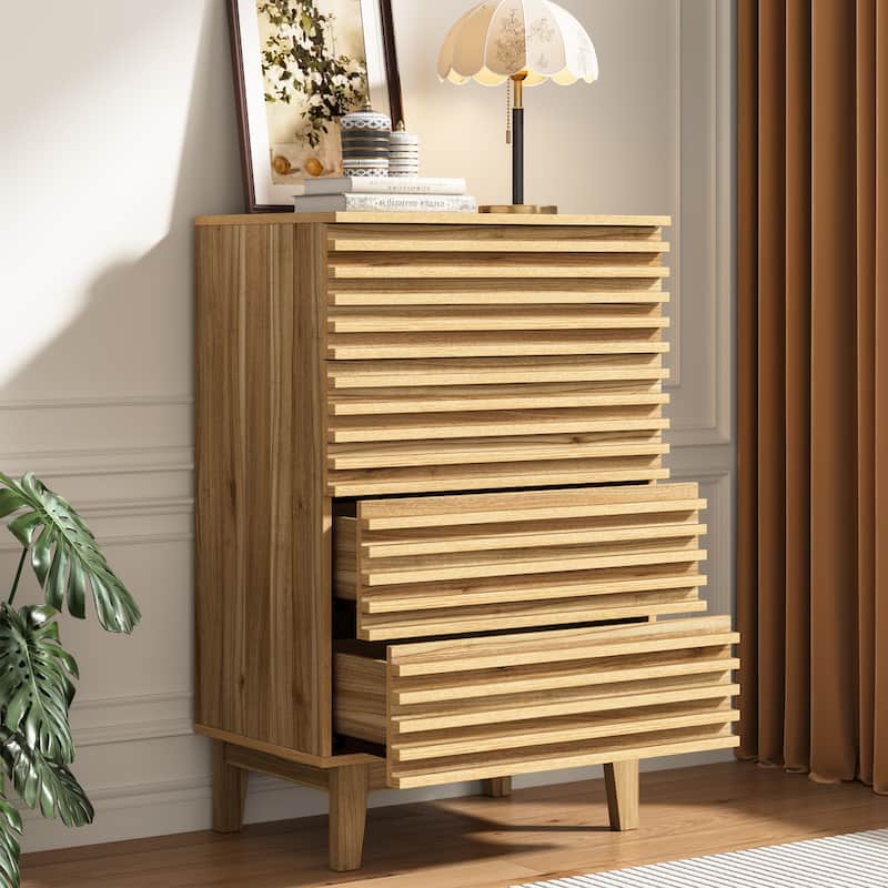 Fluted 4 Drawer Dresser 36" Tall Modern Chest of Drawers