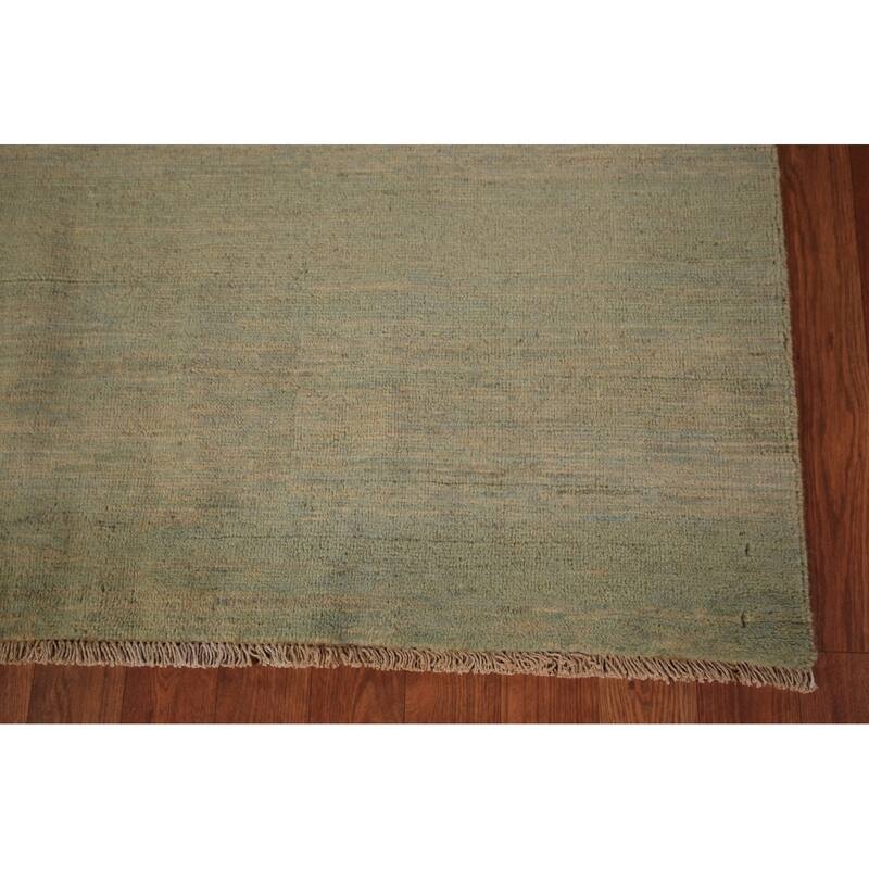 Modern Gabbeh Oriental Area Rug Handmade Green Modern Wool Carpet - 4'9" x 6'11"