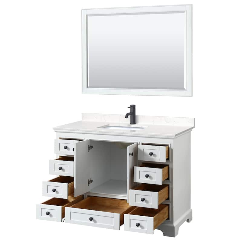 Deborah 48-inch Single Vanity, Cultured Marble Top, 46-inch Mirror