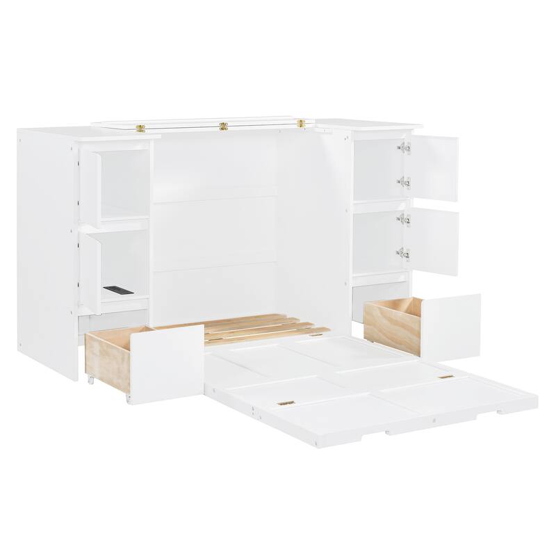 Murphy Bed with Drawers, Cabinets & USB Ports
