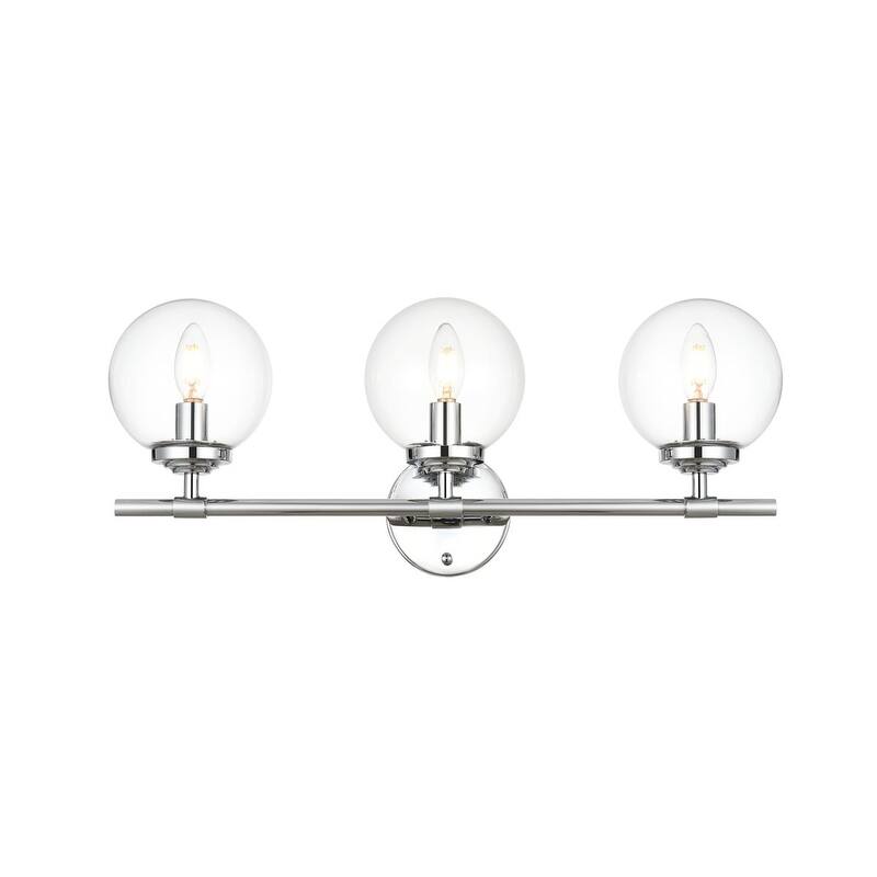 Inzo 1 Light Black and Clear Bath Sconce - Chrome - 24