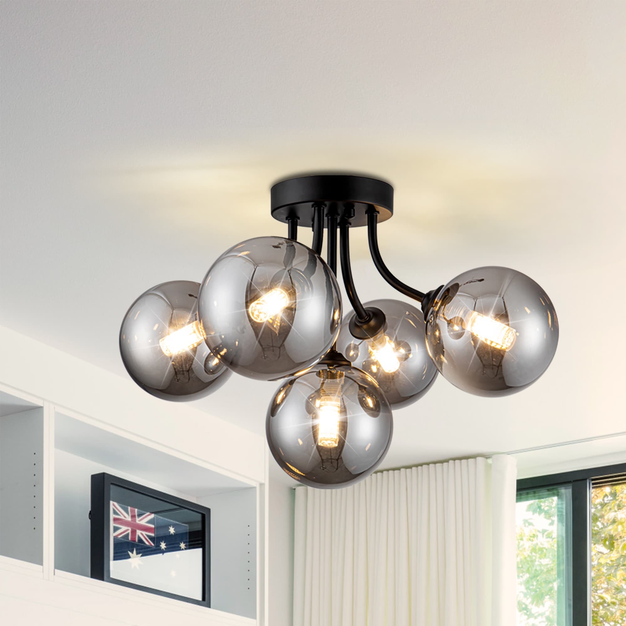 Sputnik Flush Mount Ceiling Light Sputnik Light with Glass Globe G9 Base 5 Light On Sale Bed Bath Beyond 39177668